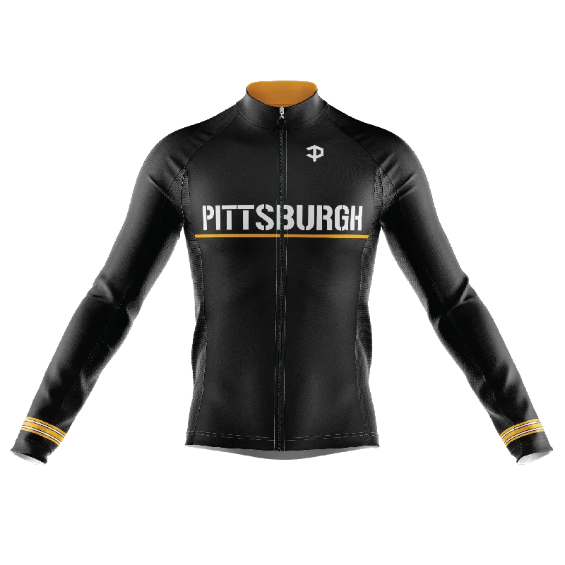 Pittsburgh Long Sleeve Cycling Jersey Sky Blue Jersey Tee