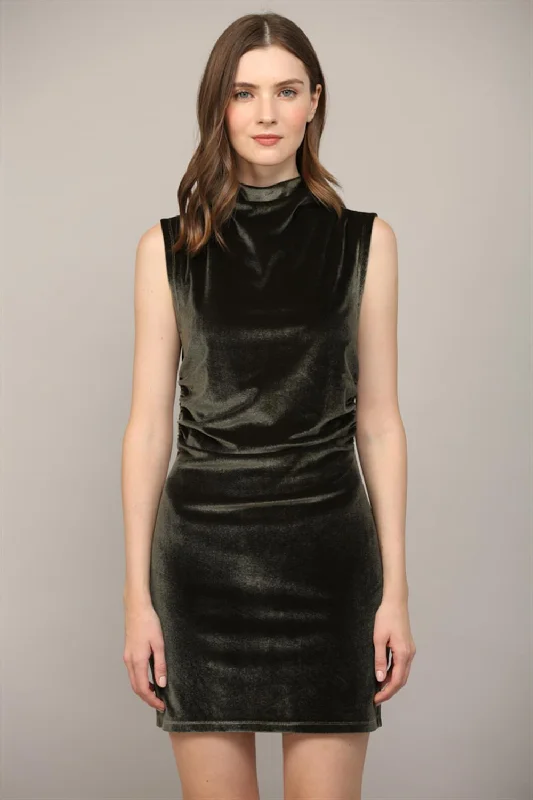 mock neck ruched velvet dress Tunics Canvas sturdy