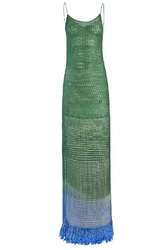 Crochet Midi Low Back Dress Tunics Distressed trendy