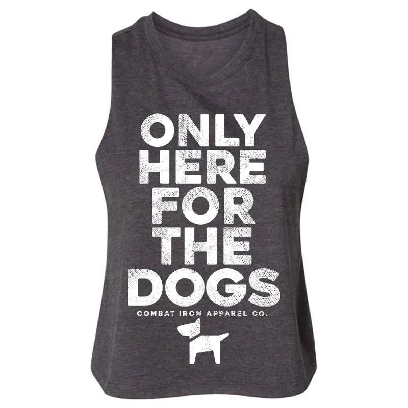 Only Here For The Dogs Women's Crop Top Tank Wool Fabric Cashmere Fabric Tweed Fabric