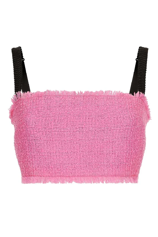 Raschel Crop Top Solid Print Embellished