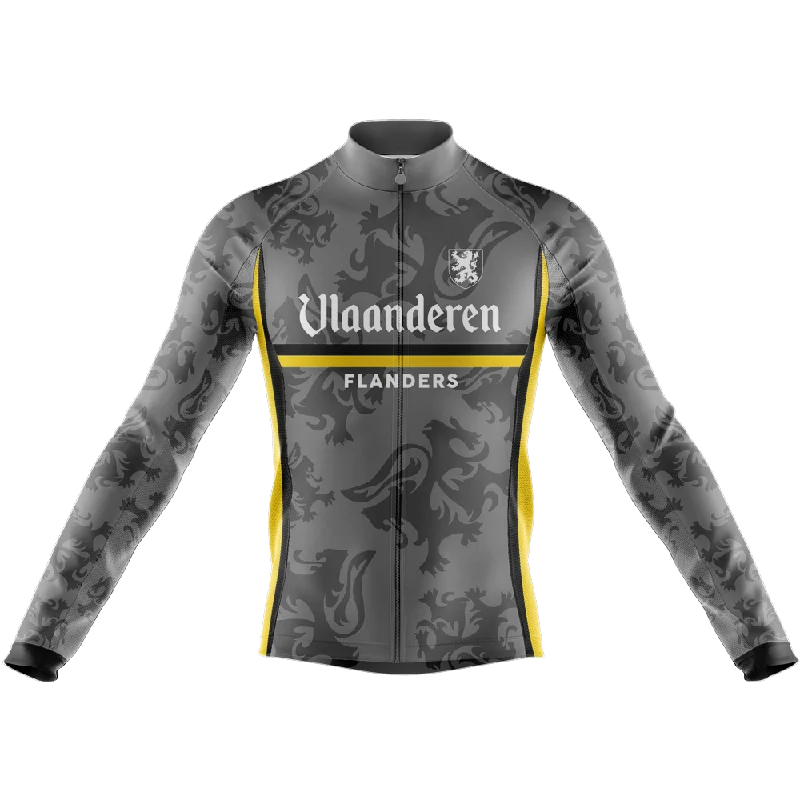 Vlaanderen Flanders Black Long Sleeve Cycling Jersey Turquoise Jersey Tee