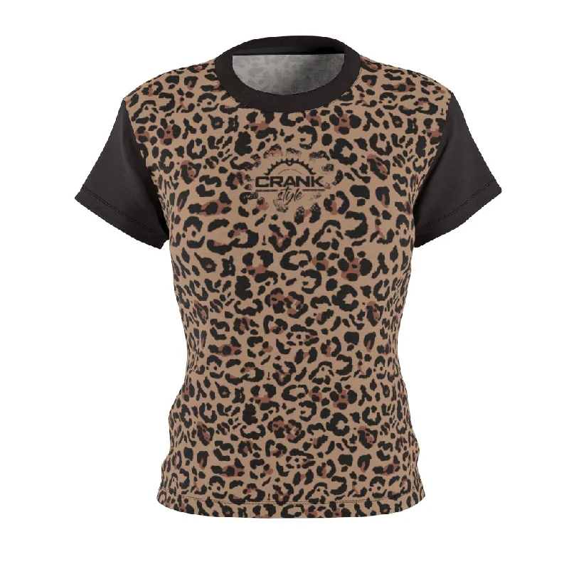 Leopard Print MTB Jersey High Neck Jersey Shirt