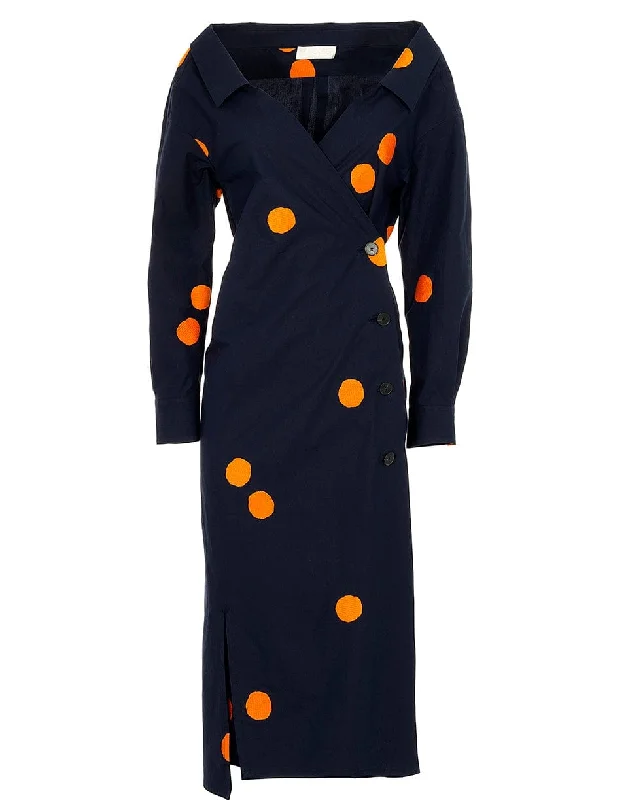 Long Sleeve Wrap Style Open Neck Dress Tunics Print Colorful