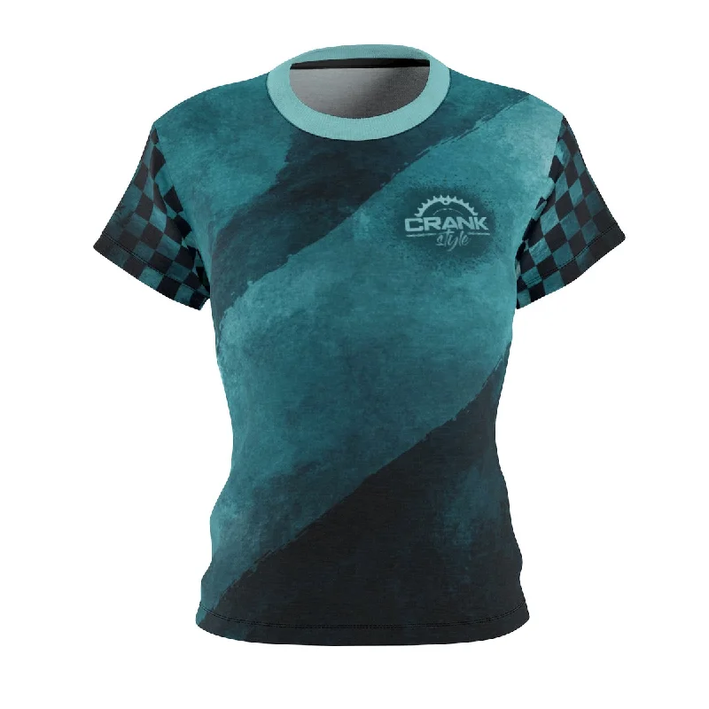 Women's Teal Textured MTB Jersey Casual Weekend Jersey Tee