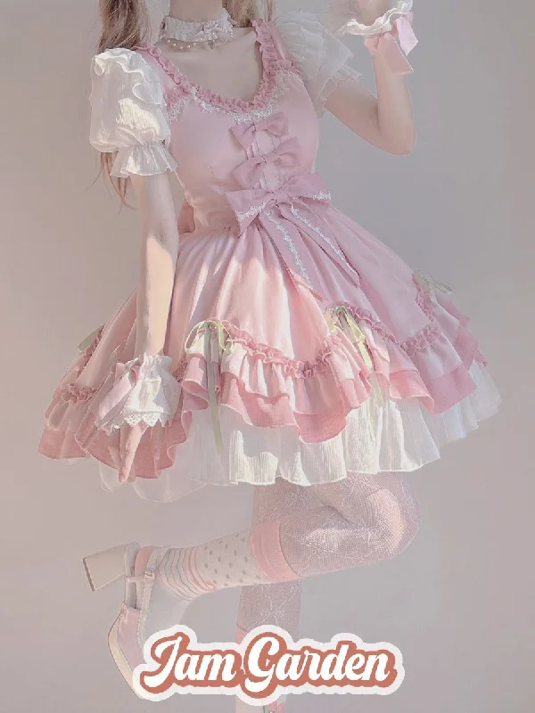 Original Design Pink Lolita Dresses Tunics Running lightweight