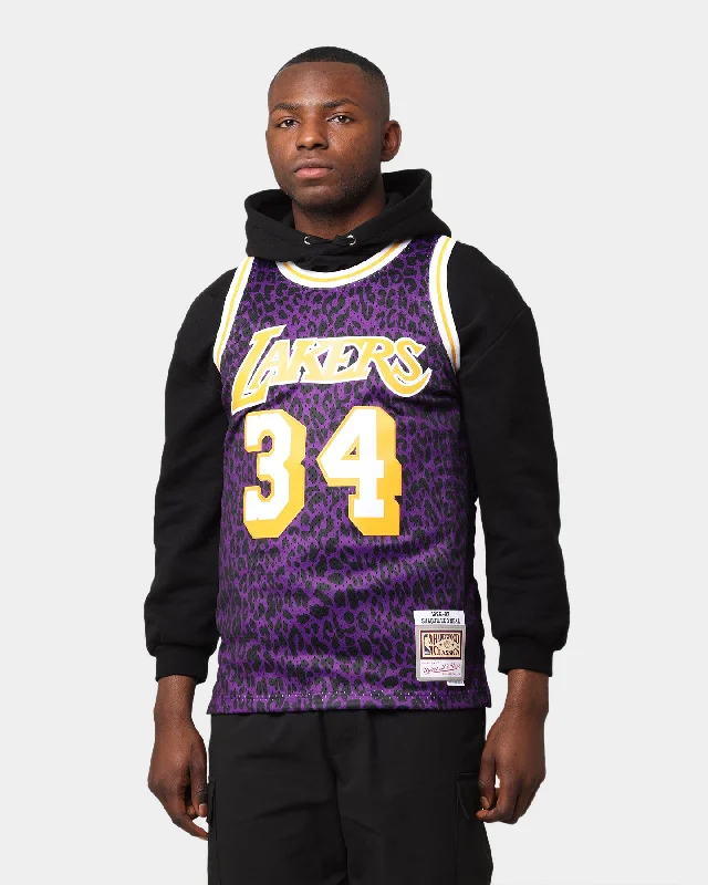 Mitchell & Ness Los Angeles Lakers Shaquille O'Neal 1996-'97 #34 Wild Life Swingman Jersey Purple Sky Blue Jersey Tee