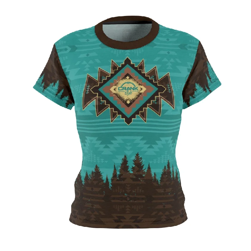 SW Aztec Turquoise & Brown MTB Jersey Scoop Neck Jersey Top