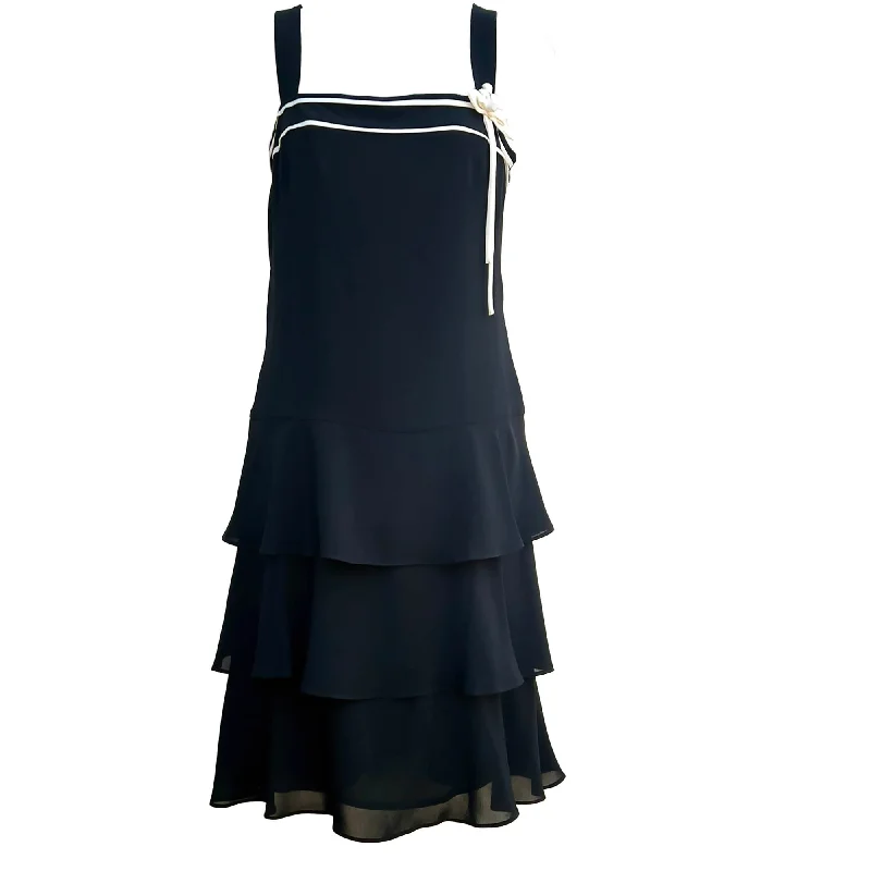 Ann Taylor Black Tiered Chiffon Cocktail Dress - Size 4 Tunics Yoga stretchy