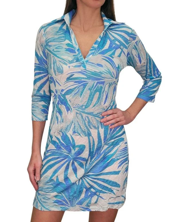 David Cline 3/4 Sleeve Polo Dress - Wave sweetheart Neckline Romantic