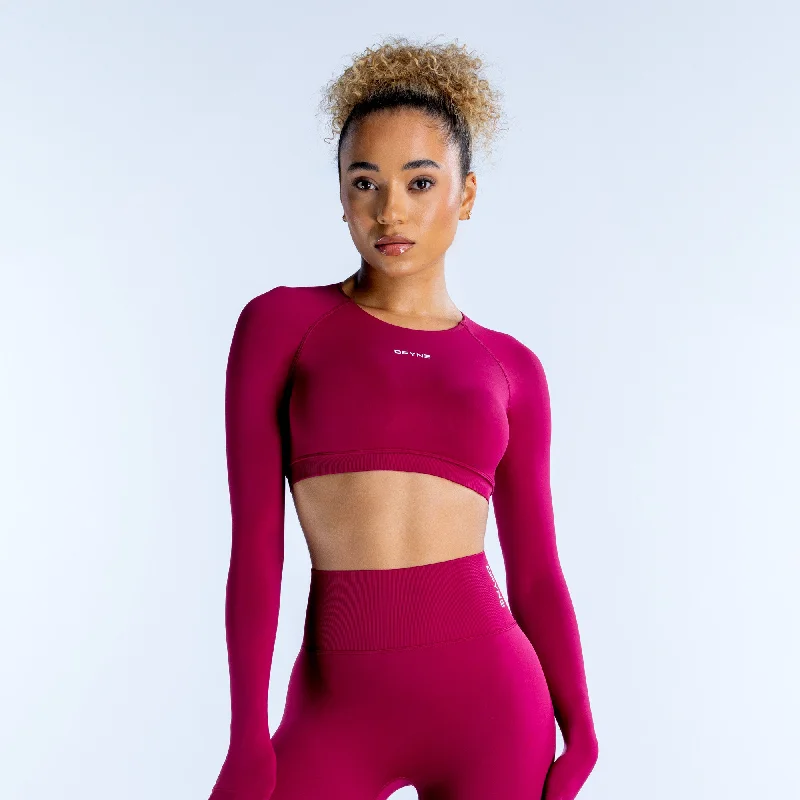 Dynamic Long Sleeve Crop Top Chenille Brocade Lace