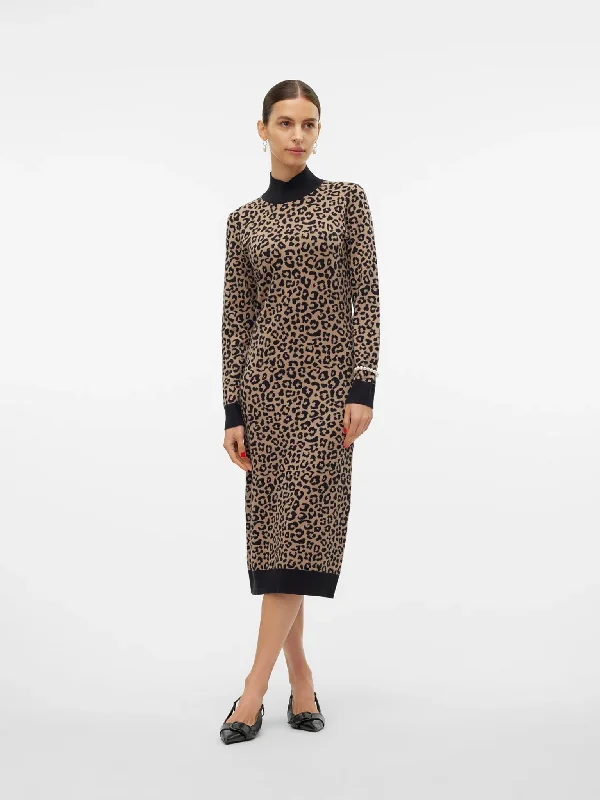 Γυναικείο φόρεμα animal VMARIA ART LS HIGH-NECK CALF DRESS REP 10314462 | 10314462 Tunics Trousers formal