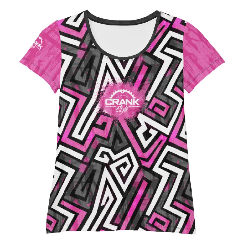 Women's Pink Graffiti MTB Jersey Textured Jersey Blouse