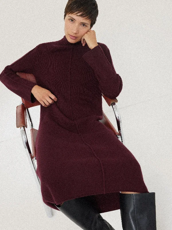 Wool Cashmere Blend Dress | Burgundy Tunics Luxurious premium