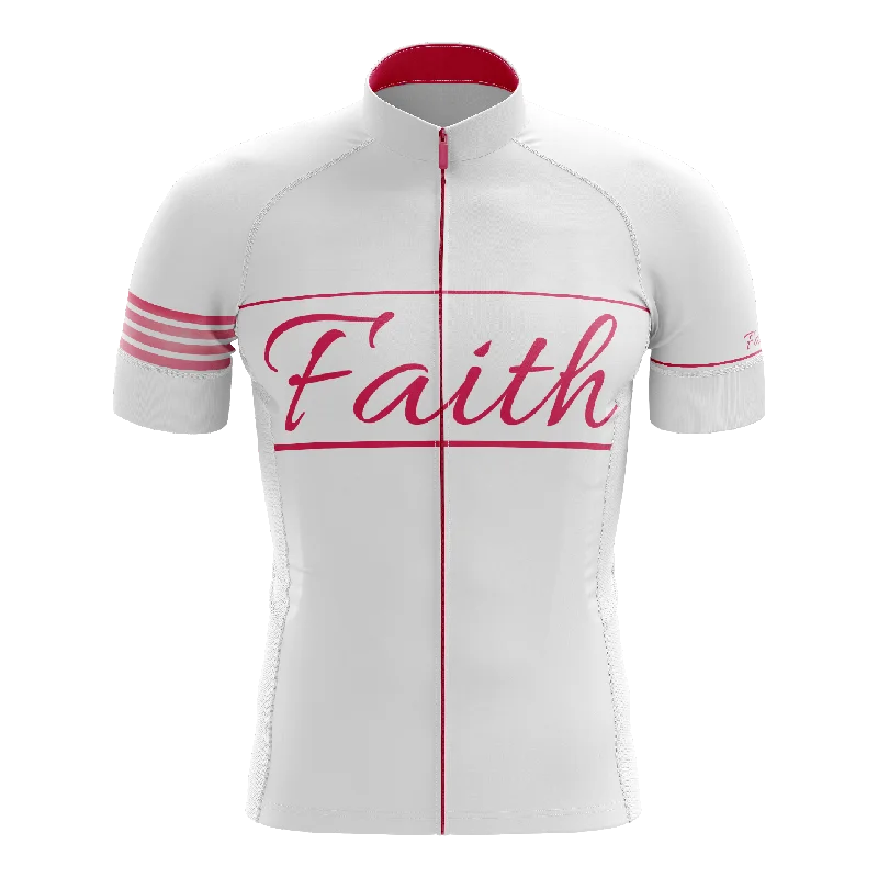 Faith White & Pink Short Sleeve Cycling Jersey Striped Jersey Top