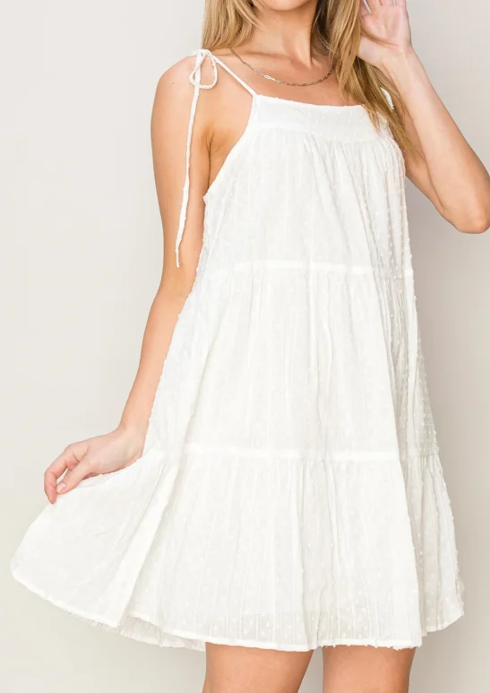 tie shoulder tiered dress Tunics Sophisticated sleek