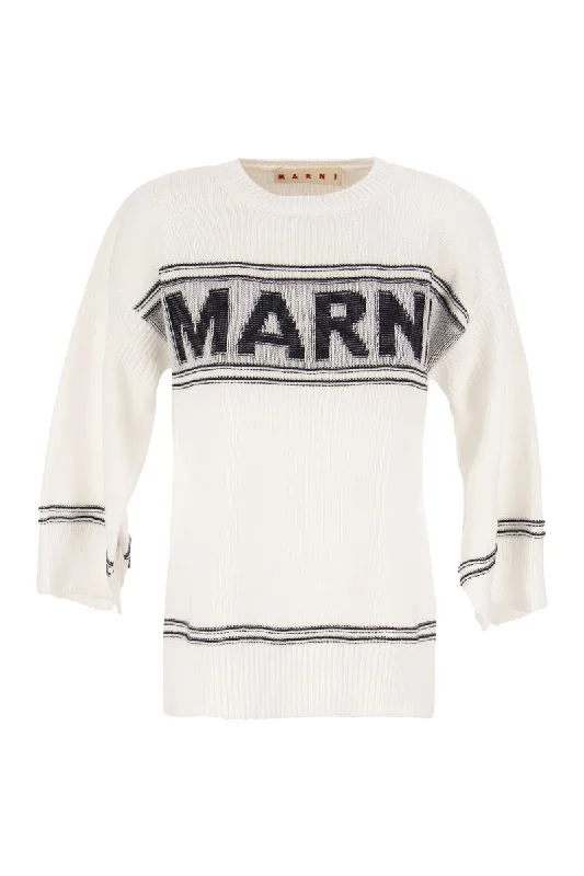 Cotton jersey with logo Boat Neck Jersey Shirt