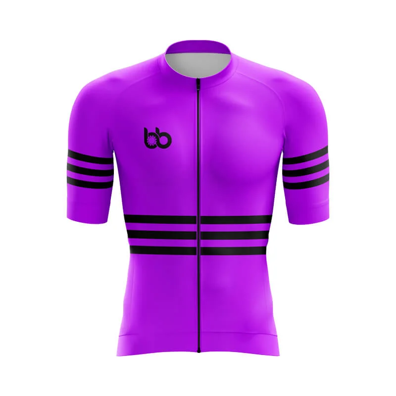 Bicycle Booth Stripes (Purple) Aero Jerseys Off Shoulder Jersey Top