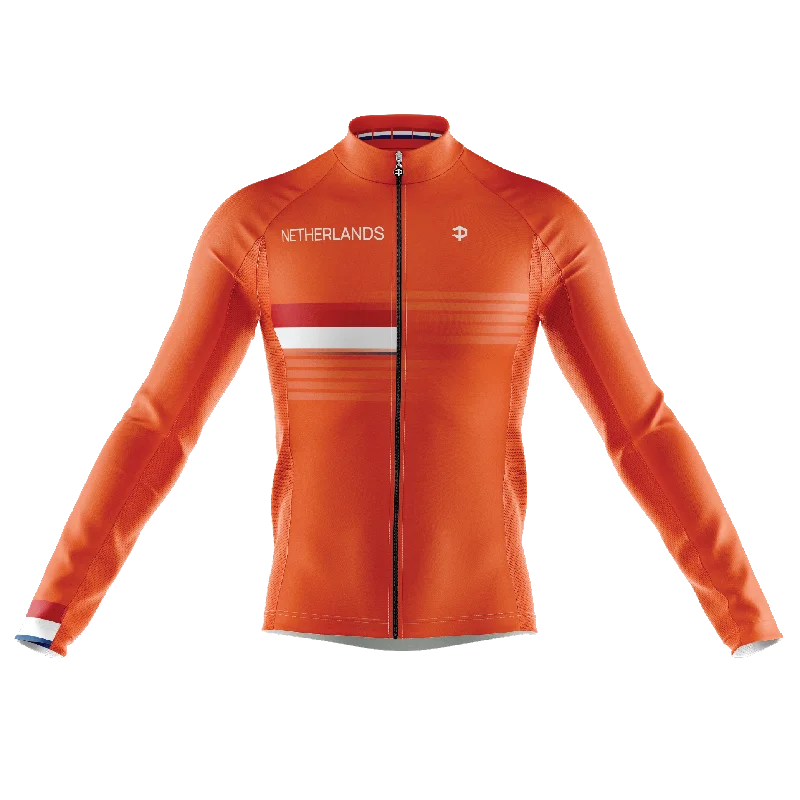 Netherlands Long Sleeve Cycling Jersey Lightweight Jersey Top