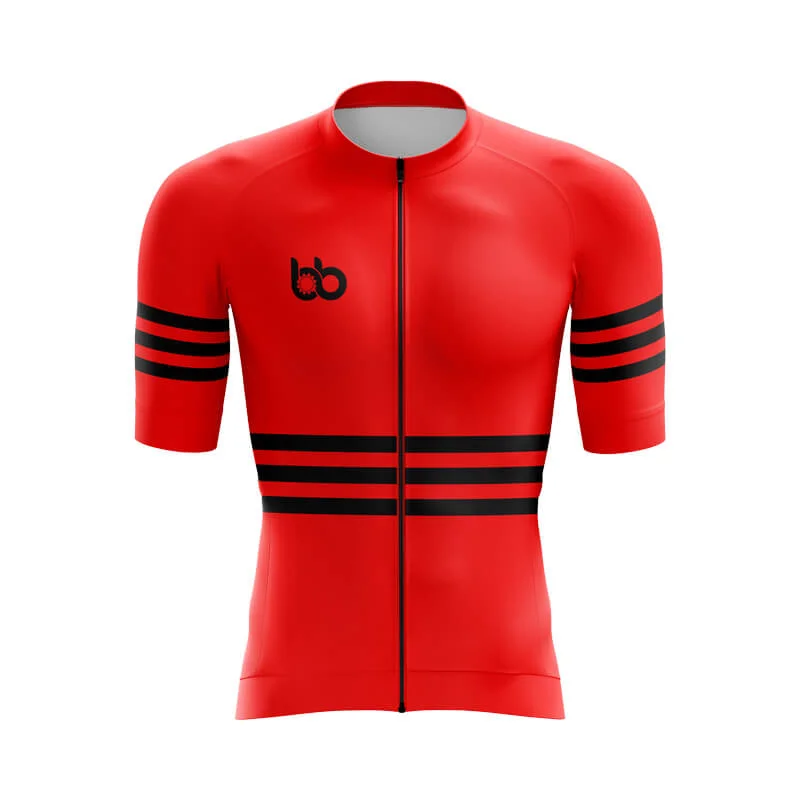 Bicycle Booth Stripes (Red) Aero Jerseys Scoop Neck Jersey Top