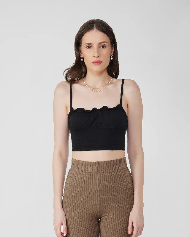 RUCHED CROP TOP Lace Blend Ribbed Blend Corduroy Blend