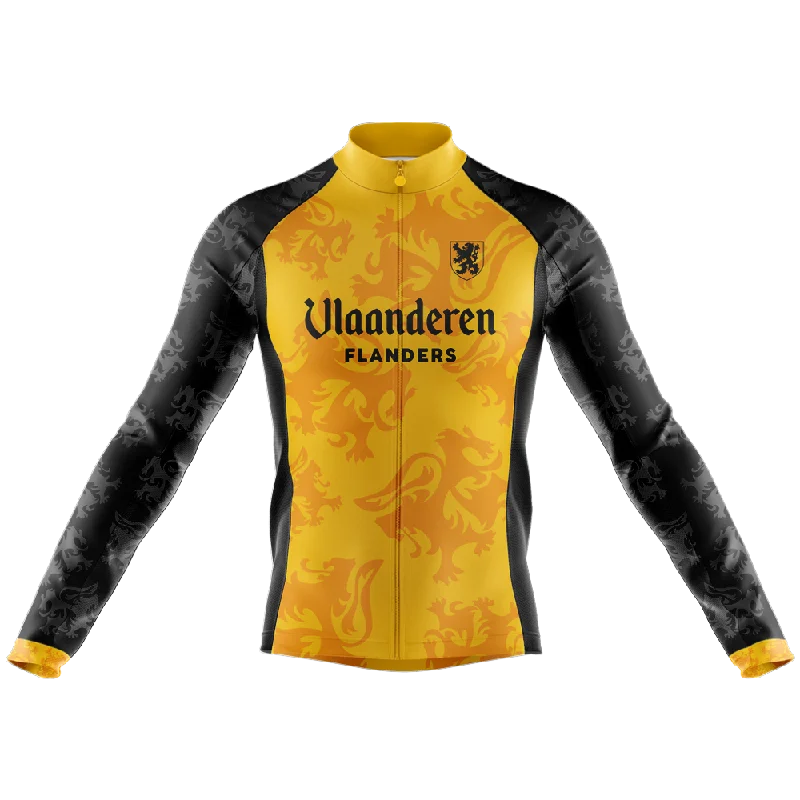 Vlaanderen Flanders Yellow Long Sleeve Cycling Jersey Pink Jersey Tee