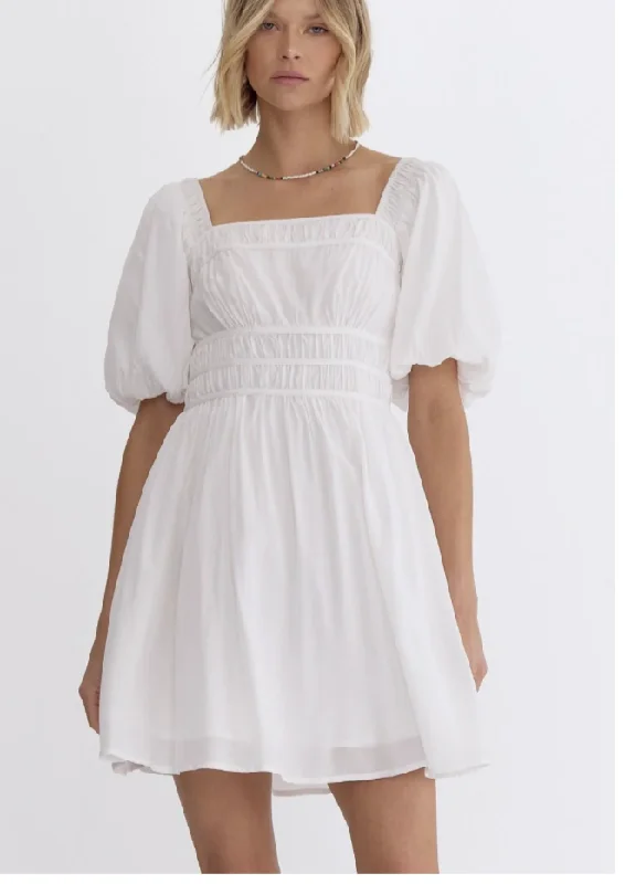 puff sleeve poplin dress Tunics Fashionable chic
