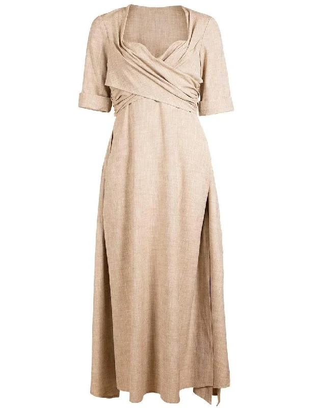 Agnes Dress with Slit Crew Neckline Casual