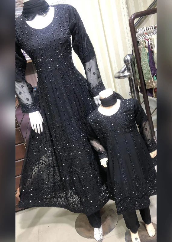 SHAZ6561 black Readymade Mother & Daughter Dress Tunics Long Elegant