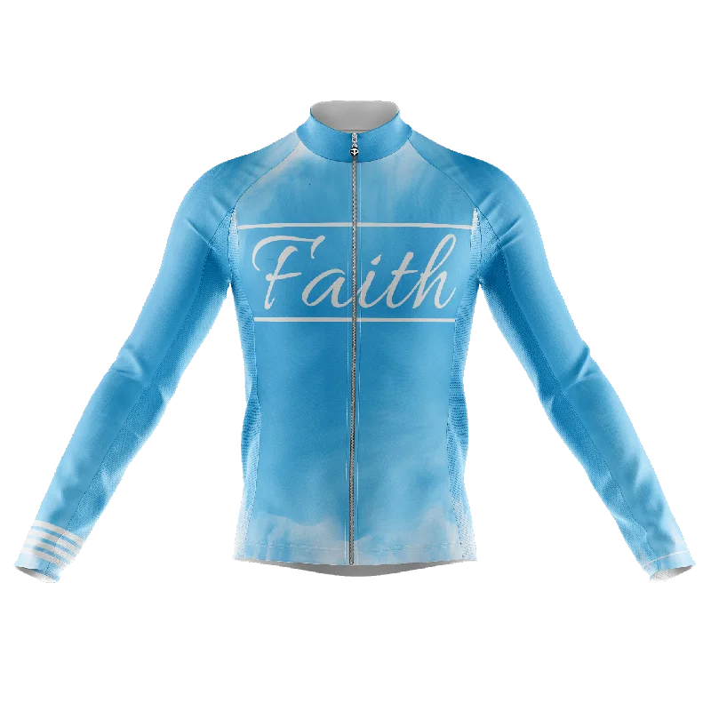 Faith Blue Long Sleeve Cycling Jersey Patterned Jersey Tee