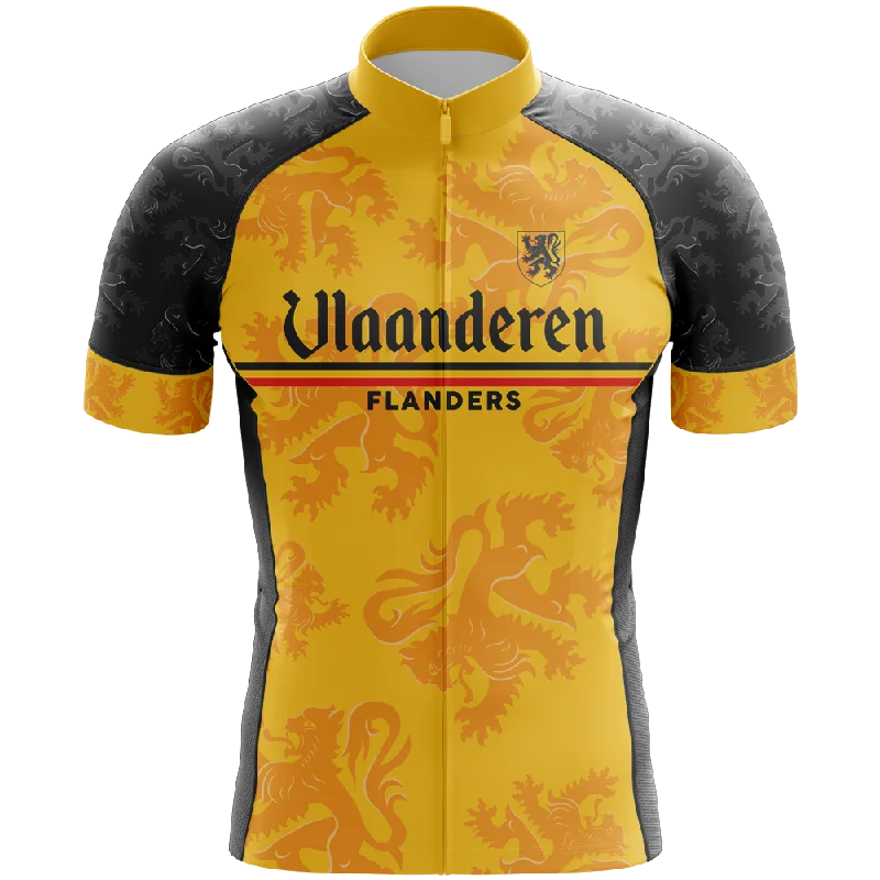 Vlaanderen Flanders Yellow V2 Short Sleeve Cycling Jersey Bohemian Jersey Tee