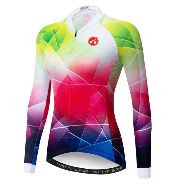 Tri-Angles Women's Long Sleeve Cycling Jersey Sustainable Jersey Tee