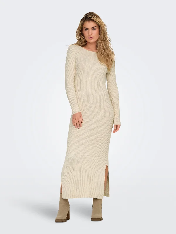 Γυναικείο φόρεμα πλεκτό ONLKATIA LS MAXI BOATN DRESS CC KNT 15324649 | 15324649 Shift Classic Vintage