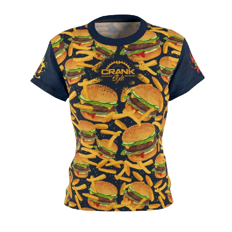 Cheesy Blue Burger & Fries MTB Jersey V Neck Jersey Blouse