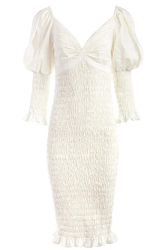 Shirred Cotton Sweetheart Dress Tunics Essential wardrobe