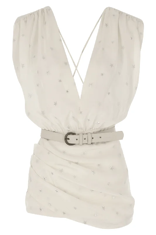 Star Mini Silk Dress Tunics Leisure comfortable