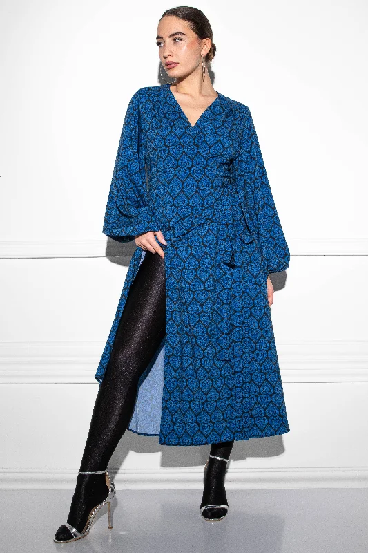 Borno Kalotaszeg Blue dress Turtleneck Warm Winter