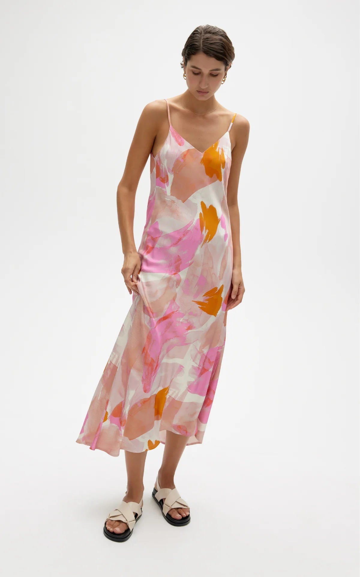 Kinney Rou Slip Dress Cowl Neckline Elegant