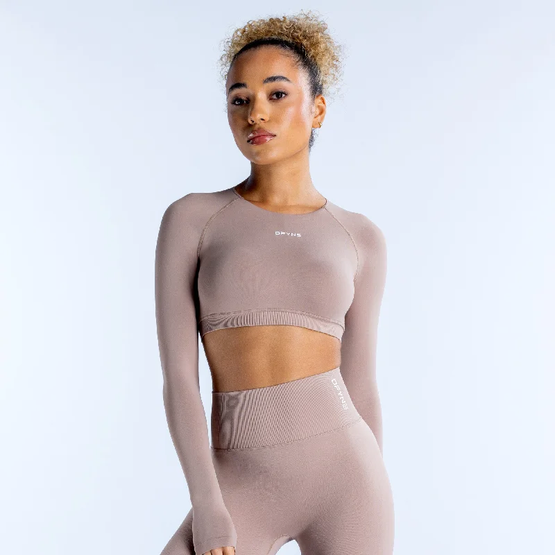 Dynamic Long Sleeve Crop Top Rayon Velvet Corduroy