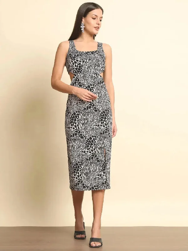 Leopard Print Cutout Dress Tunics Fleece cozy