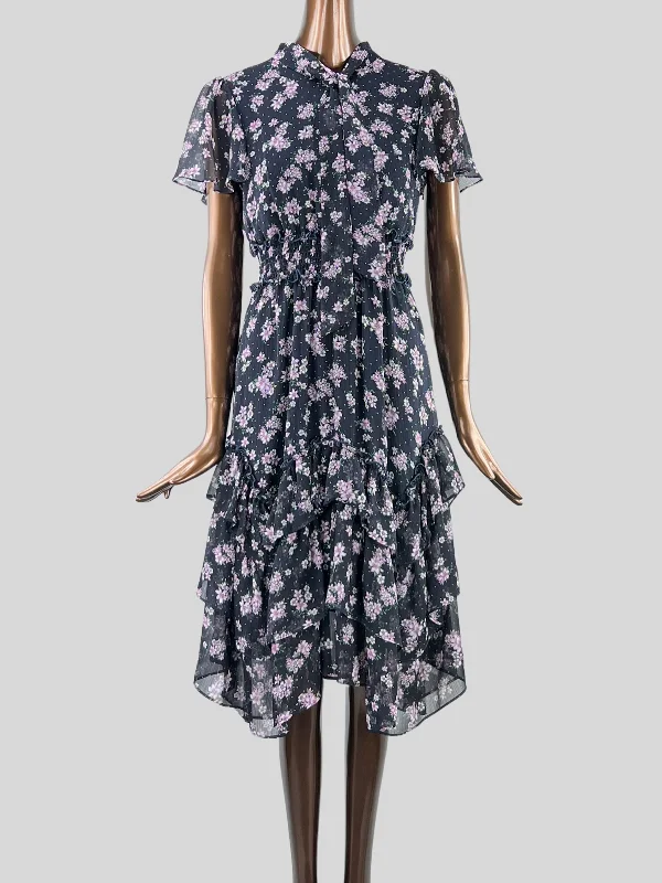Karl Lagerfeld Floral Print Ruffle Dress - 2 US Tunics Trendy modern