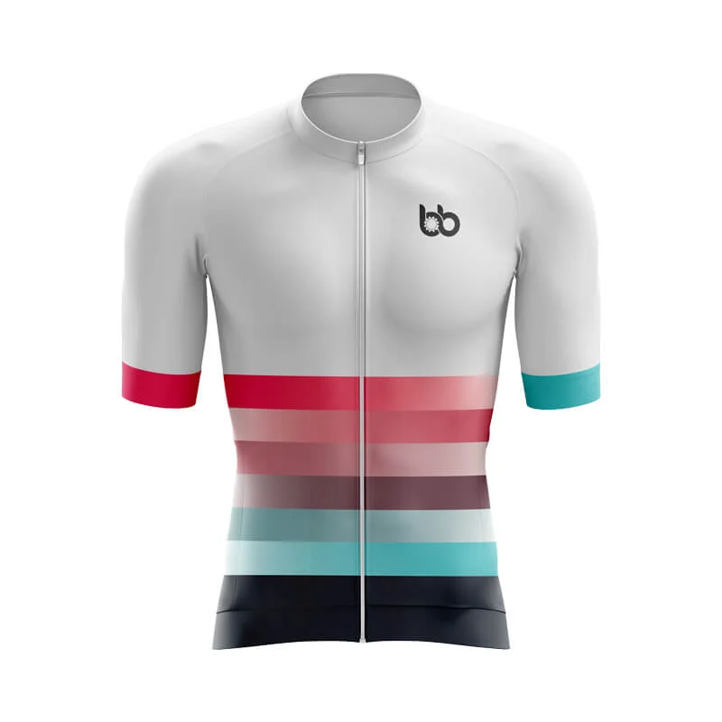 Gradient Frequency Aero jerseys (White-Pink-Teal) Linen Jersey Top