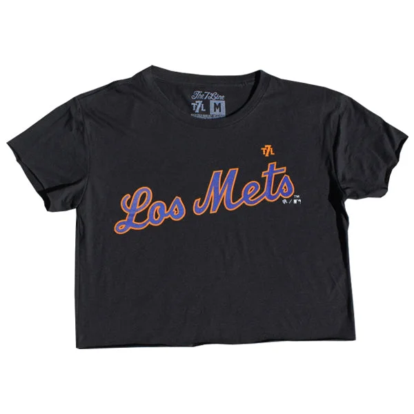 LOS METS | Ladies Crop Top (Black) Hooded Caped Shawl Collar
