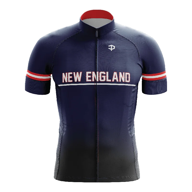 New England Short Sleeve Cycling Jersey Navy Blue Jersey Tee