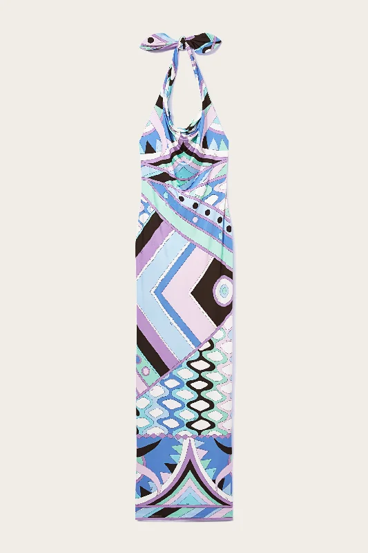 Vivara-Print Long Dress Tunics Sophisticated sleek