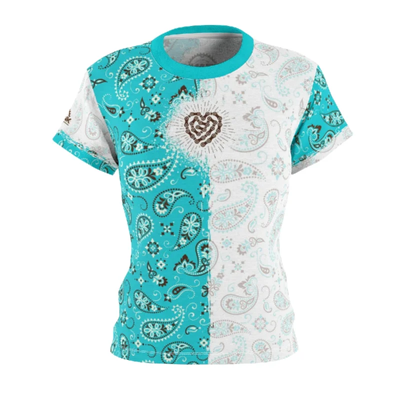 Women's Bike Love & Turquoise Bandana MTB Jersey Designer Jersey Tee