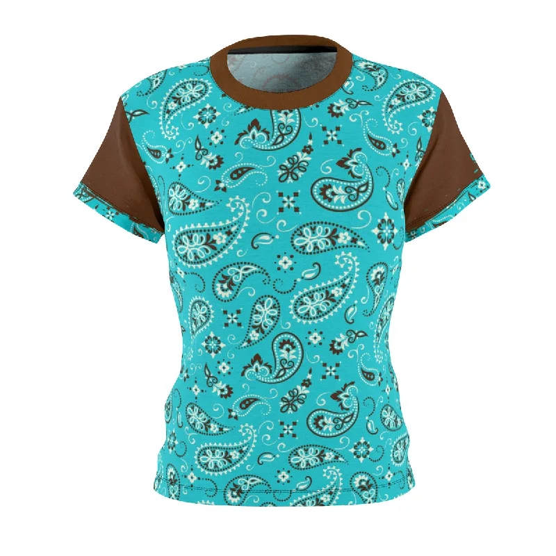 Women's Brown & Turquoise Bandana MTB Jersey Custom Jersey Tee