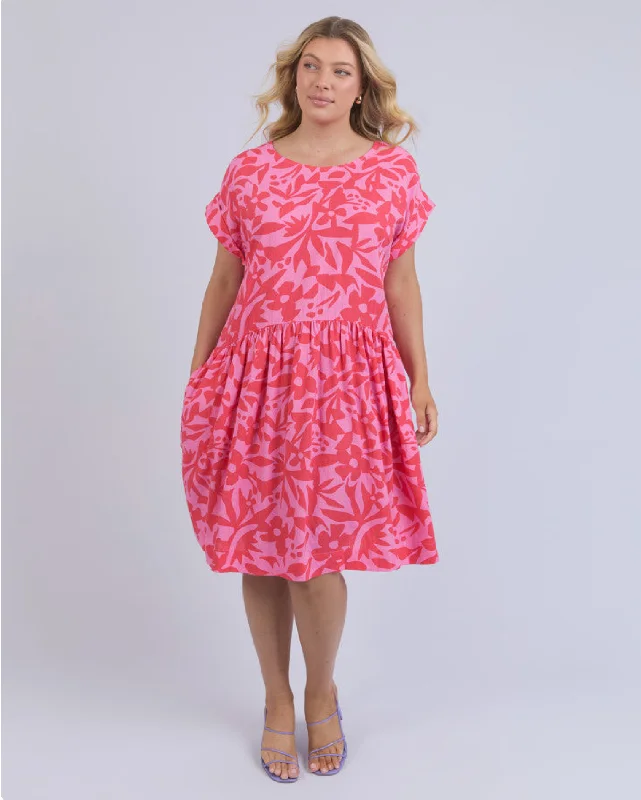 Elm Lifestyle Sunset Hour Dress Crew Neckline Casual