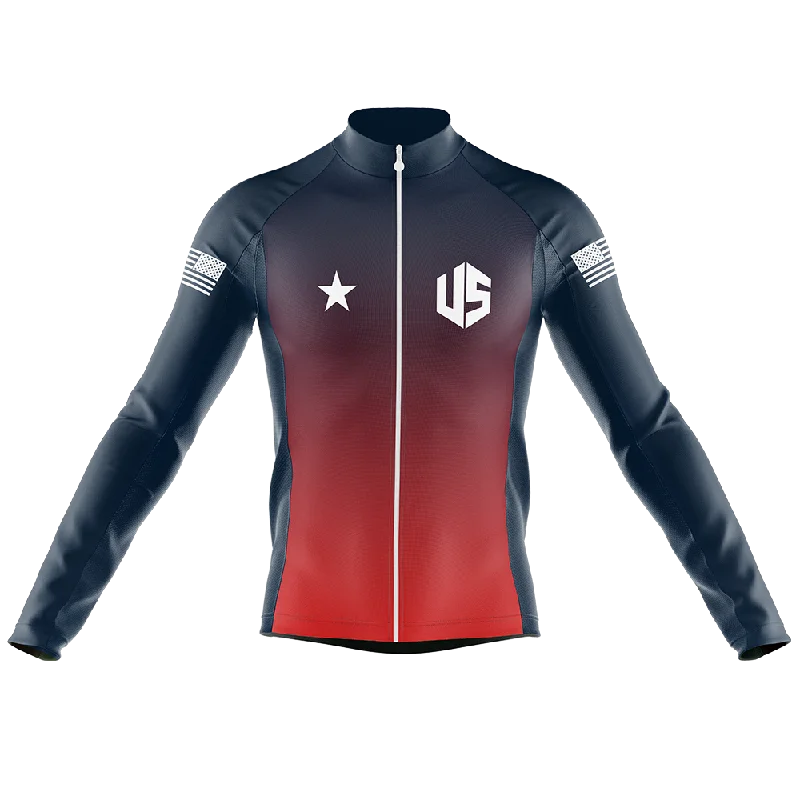 USA V4 Long Sleeve Cycling Jersey Retro Jersey Tee