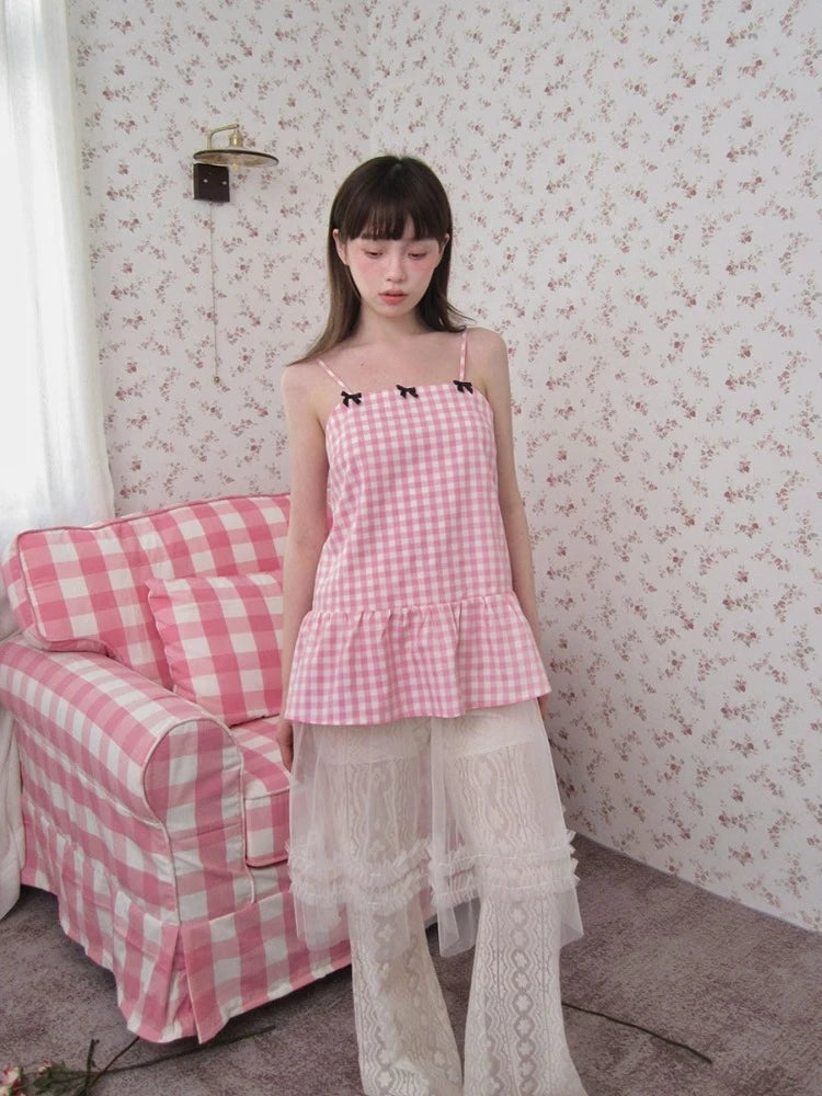 Plaid suspender dress【s0000007622】 Tunics Polka dots